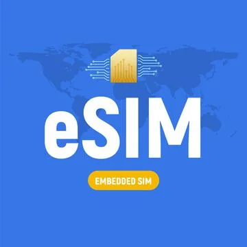 Esim technology digital card microchip phone gsm mobile vector concept. Esim Stock Illustration