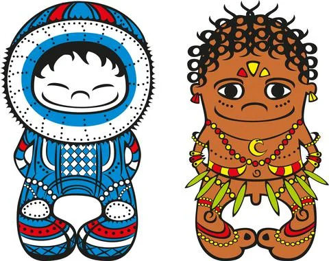 Eskimo and Papuan Stock Illustration