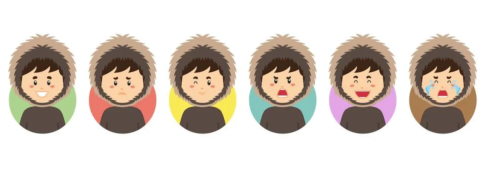 Eskimo Avatar with Various Expression Stock Illustration