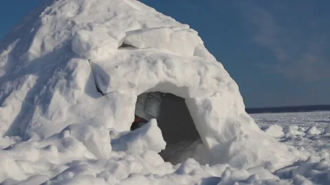 Eskimo City. Snow igloo house in winter. Stock Footage 302732035