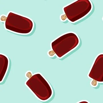 Eskimo ice cream seamless pattern. Cute cartoon style hand drawn background t Stock Illustration