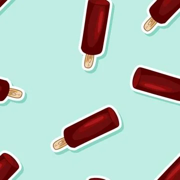 Eskimo ice cream seamless pattern. Cute cartoon style hand drawn background t Stock Illustration