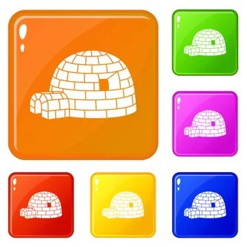 Eskimo igloo icons set vector color Stock Illustration