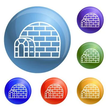 Eskimo igloo icons set vector Stock Illustration