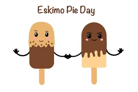 Eskimo pie day. Popsicle ice cream on a stick in the style of kawaii. Vector Stock Illustration