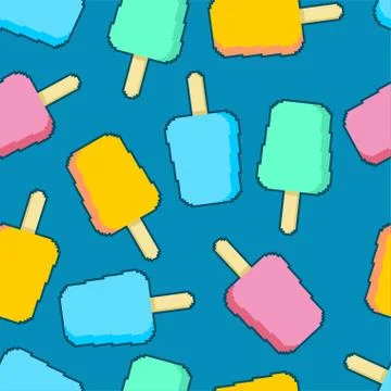 Eskimo pixel art pattern seamless. Ice cream 8 bit. vector illustration 스톡 일러스트