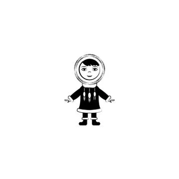 Eskimo vector icon black on white background Stock Illustration