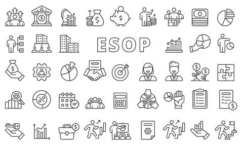 ESOP icon set in line design. Employee, Ownership, Stock, Plan, icon, Business Stock Illustration