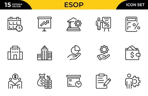 ESOP line icons set. Modern ESOP Icons - High-Quality Graphics for Finance,.. Stock Illustration