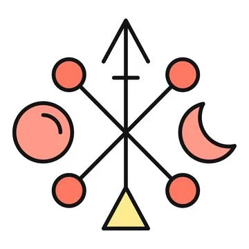 Esoteric alchemy symbol with sun, moon, and astrological signs Stock Illustration