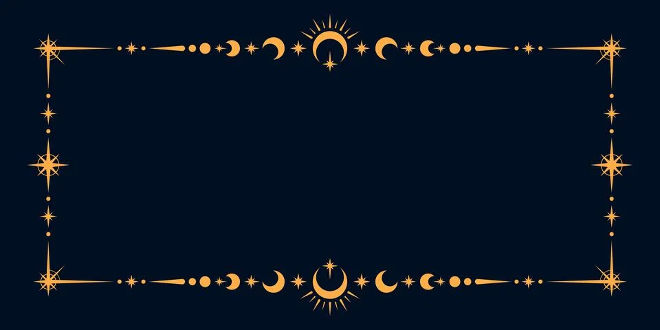 Esoteric celestial frame, gold decorative border Stock Illustration