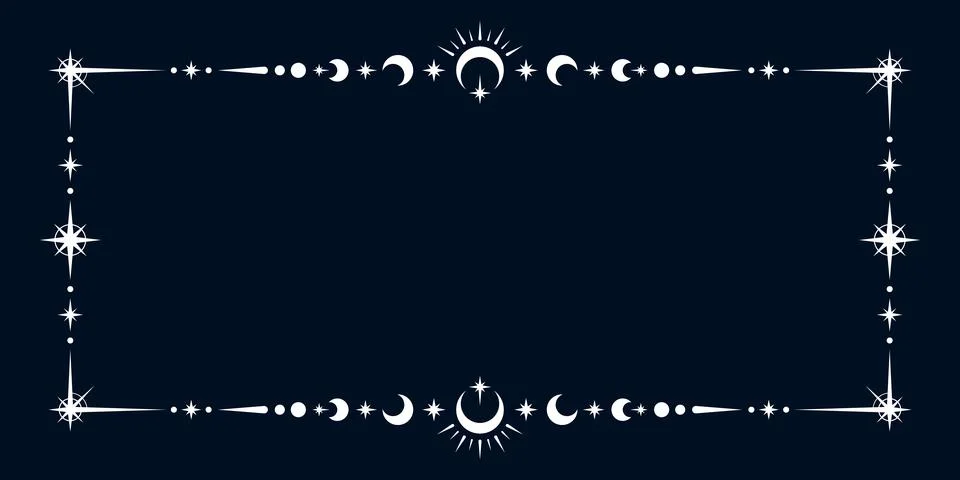 Esoteric celestial frame, gold decorative border Stock Illustration