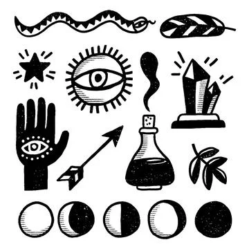 Esoteric elements collection 库存插图