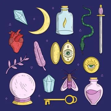 Esoteric elements collection 库存插图