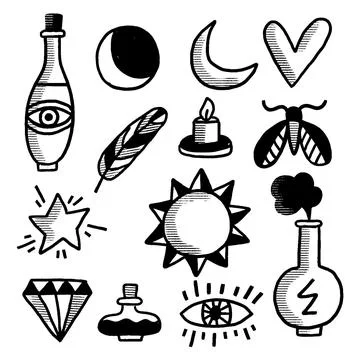Esoteric elements collection 스톡 일러스트