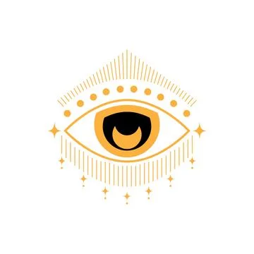 Esoteric eye symbol with celestial elements illustrating mysticism Illustrazione stock