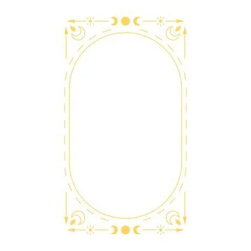 Esoteric golden oval frame with crescent moon and stars. Illustrazione stock