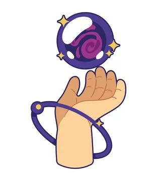 Esoteric hand with crystal ball Stock Illustration
