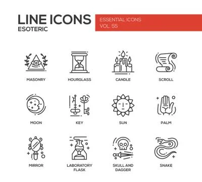 Esoteric - line design icons set Stock Illustration
