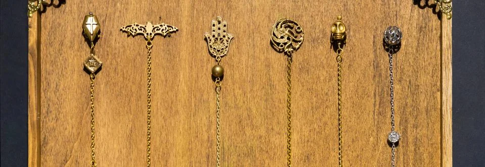 Esoteric magic pendulum. Vintage symbol of esoterism, withcraft and fortune-t Stock Photos