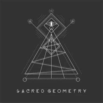 Esoteric sacred geometry vector on black background Stock Illustration
