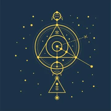 Esoteric sacred geomety vector on blue background Stock Illustration