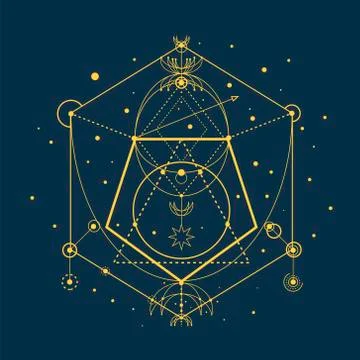Esoteric sacred geomety vector on blue background Stock Illustration