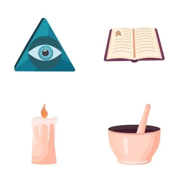 Esoteric symbols and occult objects for mystic rituals Stock-Illustration