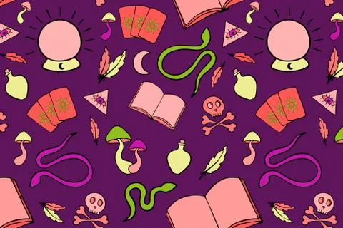 Esoteric vector seamless pattern Stock Illustration