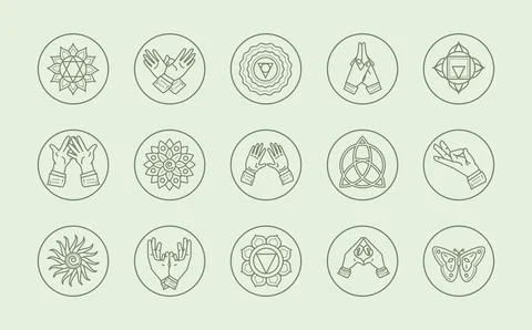 Esoteric yoga set Stock Illustration