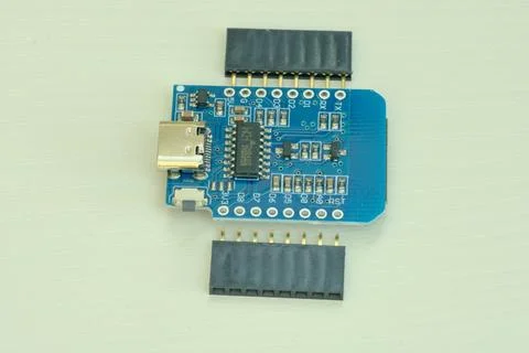 ESP8266 NodeMCU microcontroller isolated on a white background Fotos de archivo