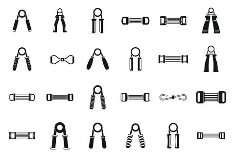 Espander icons set simple vector. Arm iron 스톡 일러스트