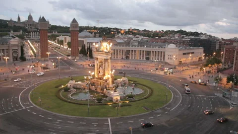 Espanya Square in Barcelona. Stock Footage 98492614
