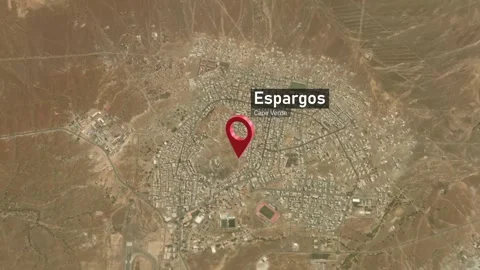 Espargos City Map Zoom (Cape Verde) from Space to Earth Video stock 274455857