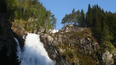 Espelandsfossen waterfall Stock Footage 92841378