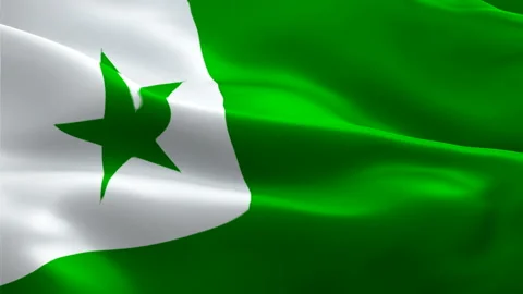 Esperanto flag. 3d Green Star logo waving video. Logo of Esperanto seamless Stock Footage 169995313