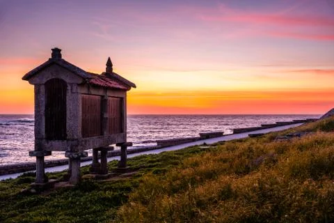 Espigueiro by the sea Stock Photos