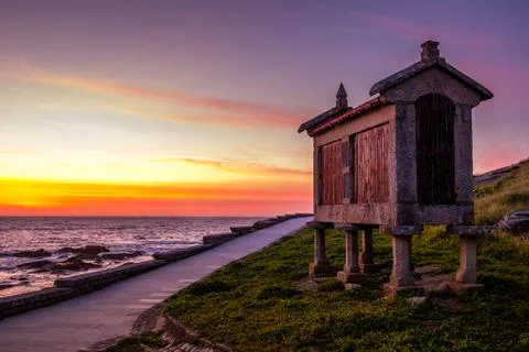 Espigueiro by the sea Stock Photos