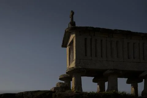 Espigueiros at sunset 스톡 사진