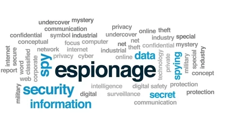 Espionage animated word cloud, text design animation. Stock Footage 75585718