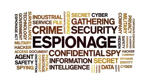 Espionage animated word cloud,animation tag kinetic typography seamless loop. Stock Footage 254767963