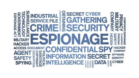 Espionage animated word cloud,animation tag kinetic typography seamless loop. Stock Footage 254768042