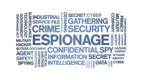 Espionage animated word cloud,animation tag kinetic typography seamless loop. Stock Footage 254768082