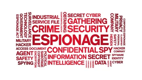 Espionage animated word cloud,animation tag kinetic typography seamless loop. Stock Footage 254768104