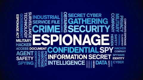 Espionage animated word cloud,animation tag kinetic typography seamless loop. Stock Footage 254768581