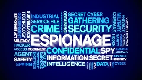 Espionage animated word cloud,animation tag kinetic typography seamless loop. Stock Footage 254768622