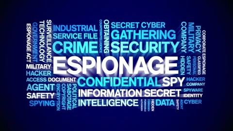 Espionage animated word cloud,animation tag kinetic typography seamless loop. Stock Footage 254768738