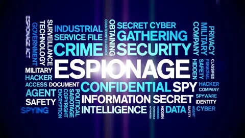 Espionage animated word cloud,animation tag kinetic typography seamless loop. Stock Footage 254768813