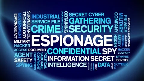 Espionage animated word cloud,animation tag kinetic typography seamless loop. Stock Footage 254768981