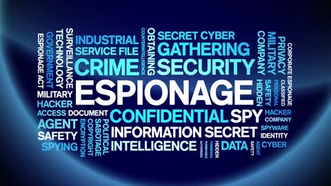 Espionage animated word cloud,animation tag kinetic typography seamless loop. Stock Footage 254769081